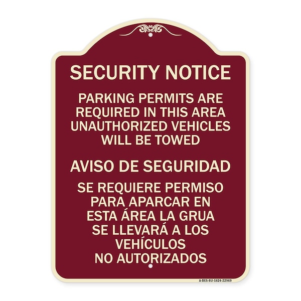Parking Permits Are Required in This Area Unauthorized Vehicles Will Be Towed Aviso, BU-1824-22969